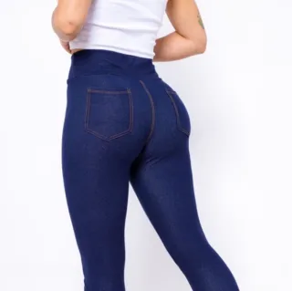 Legging Jeans Feminina Cos Alto Skinny com lycra - CINZA COR