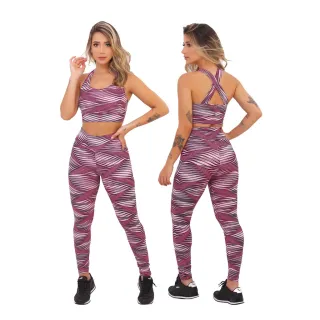 Conjuntos de Calça Legging e Top Fitness Suplex - Kit 3 unidades - GG - 44