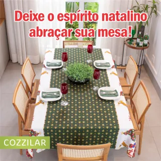 Toalha de Mesa Retangular Natal 6 Lugares - Direto da Fábrica - Modelo 16