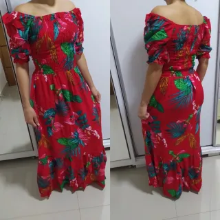 Viscose Estampada Vestido Longo - Modelos e Estampas Variadas - Longo 15