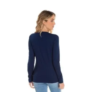 Baby Look Manga Longa Blusa Camiseta em Cores Variadas - Coral