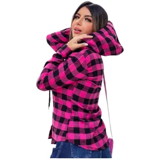 Camisete Feminino Xadrez Manga Longa Luxo Fashion - Raryel - Branco