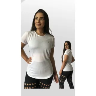 Camiseta Dry Fit Long Line Tapa Bumbum Blusa Sobre Legging Feminina Academia - Marinho