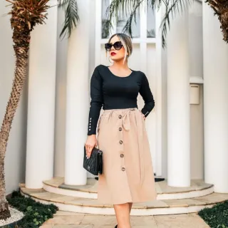 Blusa de Frio Feminino Slim Manga Longa Liso - Outono Inverno - Azul Marinho