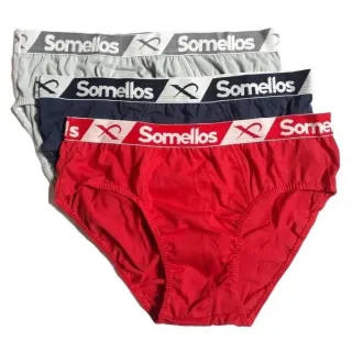 Cuecas Slip 100% Algodão Somellos Adulto - Kit com 3 ou 6 - Kit com 3