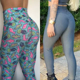 Roupa Feminina Estampada para Academia - Calça Empina o Bumbum + Brinde - PRETA LISA