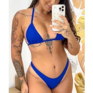 Moda praia: Biquíni Cortininha tendência 2022, empina bumbum - BIQUINI  AZUL
