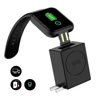 Relógio Inteligente Y68/D20 - Monitor Cardíaco Bluetooth USB - Preto