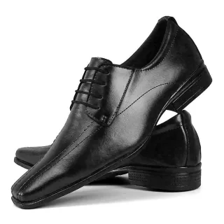 Touroboots - Kit Sapato Social Masculino com Relógio, Cinto e Carteira - Preto