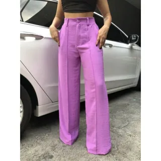 Promoção Calça Pantalona Feminina Duna Tecido - Desconto Online - Azul Bebê