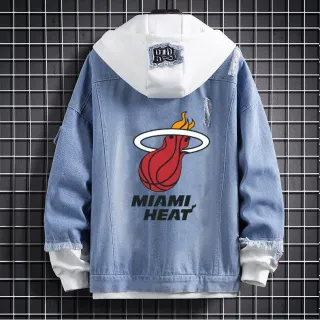 Jaqueta Jeans Masculina NBA Lakers James Coreana Casual - Logotipo quente azul claro