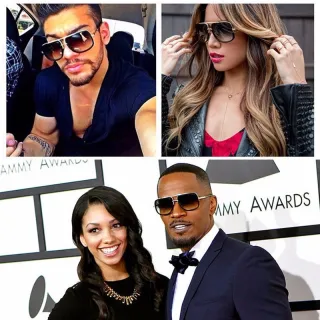 Óculos de Sol Masculinos Quadrados com Armação de Metal - C3