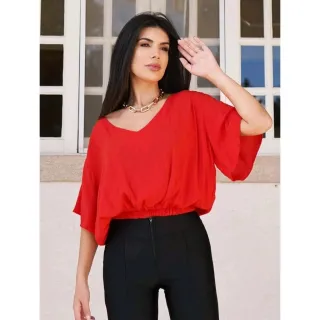 Moda verao blusa manga curta Duna - Vermelho