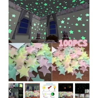 Decoração infantil com adesivo de estrelas luminosas - Conjunto com 100 peças - Mistura