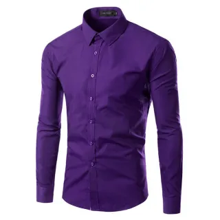 Promoção de Camisa Social Masculina Slim Fit em Algodão e Elastano - Manga Longa - Verde Seco