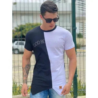 Lancamento Camiseta Longline Masculina Oversized - Camisa Vermelha com preto.
