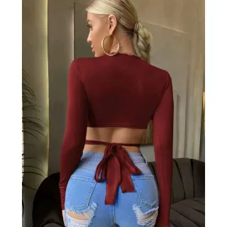 Amarração Manga Longa Gringa 2 em 1 com Bojo e Gola - Azul bb