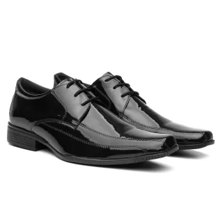 Relógio de Ponteiro + Cinto + Carteira + Sapato Social Masculino Verniz - 427,Vinho Calçar