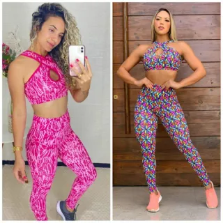 Calça + Top Fitness SUPLEX Conjunto 3em1 - ESTAMPADO *02