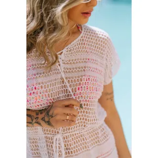 Canga feminina curta tricot moda verão saída de praia - Preto