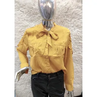 Blusa Feminina Manga Longa Colegial com Laço ref:M223 - Bordô