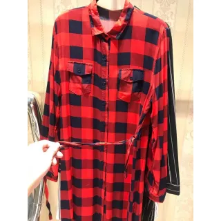 Blusão Feminino Xadrez com Laço - Vestido Quadriculado - Azul/verde