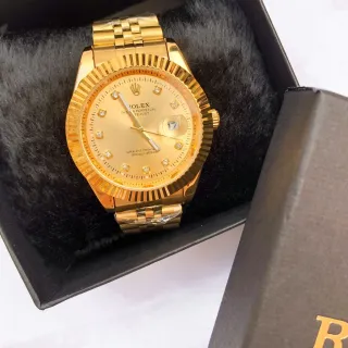 Relógio Rolex Luxo Masculino Dourado com Fundo Preto - Dourado