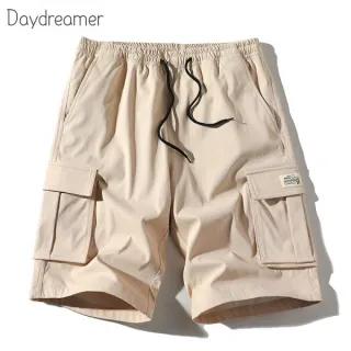 Nova Bermuda Masculina de Verão Folgada Cargo - Caqui