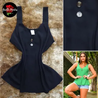 Blusa feminina de viscose estampada com alça grossa - Modelo Verão 2 - Rosa (Estampada)