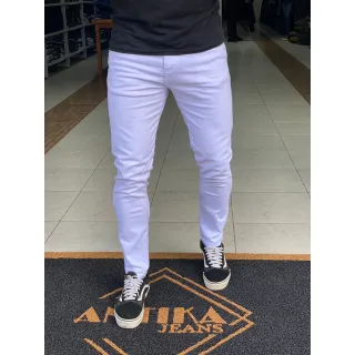 Premium Super Skinny Calça Jeans Branca Masculina - CALÇA BRANCA