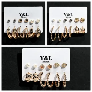 Atacado variado feminino brinco argola bijuterias fina bolinha kit 6 - 2115BR-06