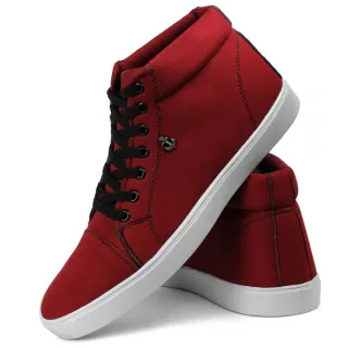 Sapatenis Casual Médio Masculino Cano-Alto - Vermelho