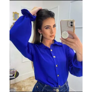 Lançamento na loja: Camisa Social Feminina manga Princesa - Várias cores - Laranja