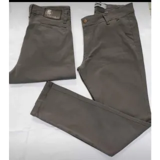 Bolso embutido sarja skine calça masculina - Sarja Bege clara