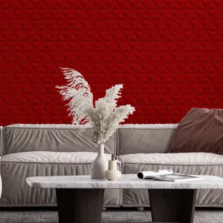 Adesivo Vermelho Geométrico 3D - Papel de Parede 1m x 50cm - Único