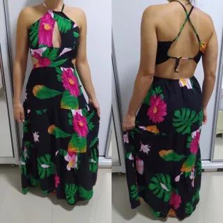 Viscose Estampada Vestido Longo - Modelos e Estampas Variadas - Longo 15