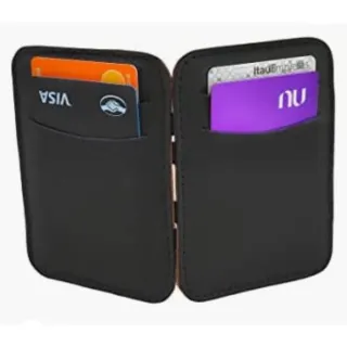 Promoção: Carteira Mágica em Couro Legítimo - Maior do Brasil! - Preto