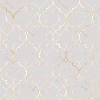 Sala e Quarto: Papel de Parede Adesivo Marrocos Clássico Cinza e Gold - Único