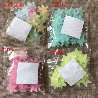 Decoração de Casa com Adesivo Luminoso de Estrela Colorida que Brilha no Escuro - Rosa