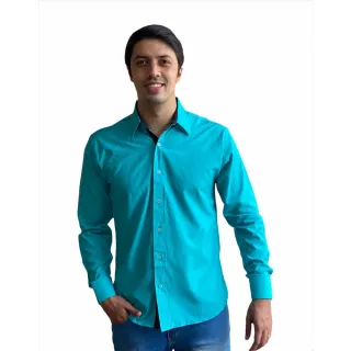 Promoção: Camisa Social Masculina Slim Manga Longa Lisa Estampada Varias Cores - P AO GG - Rosa Shok