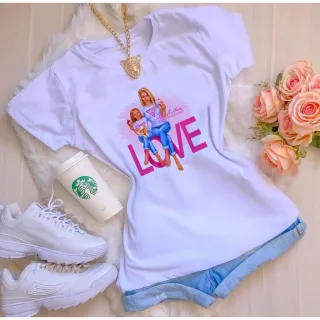 Moda feminina atacado: blusinha t-shirt básica com personagem - P ao GG - STIBRILHO