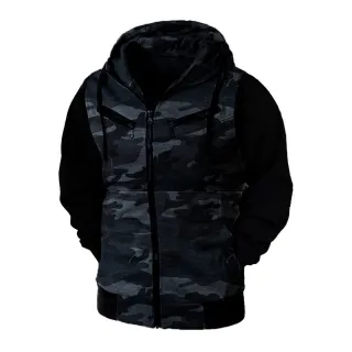 Peluciado Grosso Moletom Zíper Blusa de Frio - Preto-Preto