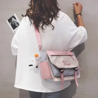 Bolsa Coreana Retrô Harajuku: Grande Capacidade em Nylon - Preto