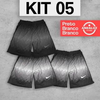 Bermuda Shorts Colorido Futebol Academia - Kit com 3 unidades - KIT 6 (3unid)