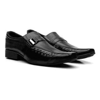 Sapato Masculino Elegante Couro Legítimo Antiderrapante - Preto