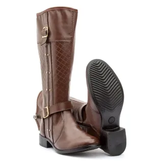 Bota Exclusiva Montaria Feminina Outono Inverno Dona Beja - Capuccino