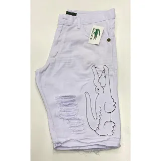 Bermuda Lisa e Rasgada com Estampa Jeans Masculina La cos te - JEANS ESCURO