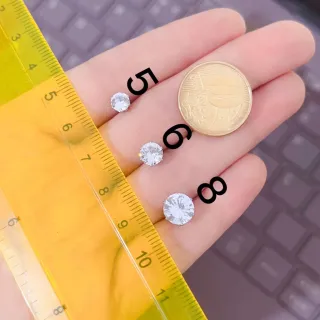 Brinco Ponto de Luz Zircônia Feminino e Masculino - Cartela com 12 Pares - redondo 6#