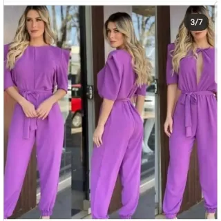 Ombro Reto Macacão Longo Feminino em Várias Cores - Único