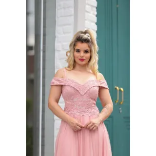 Vestido luxuoso estilo princesa ombro a ombro marsala, vermelho, verde e tifany - Serenity